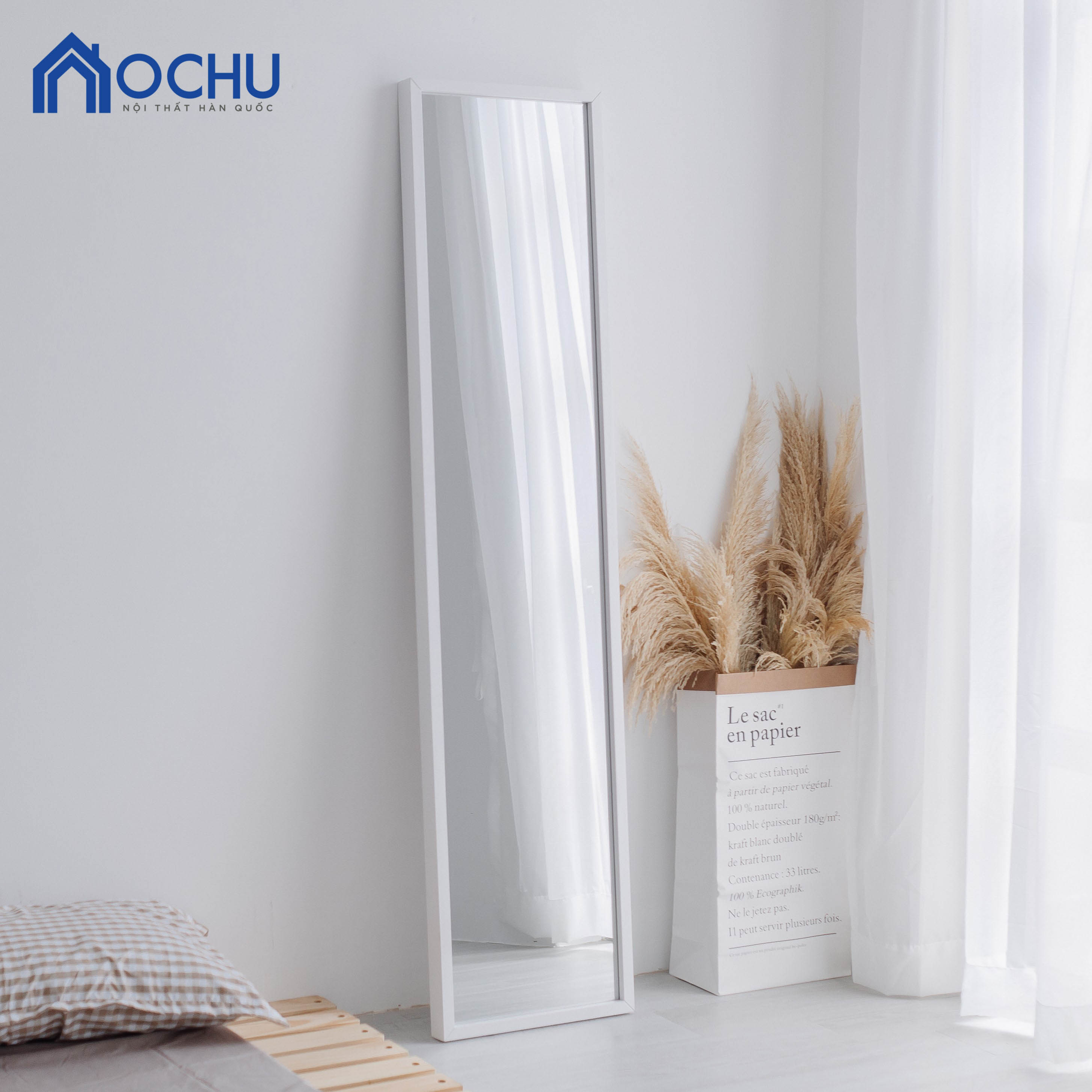 Gương Đứng Soi Toàn Thân Khung Gỗ OCHU - Mirror M - Natural/White