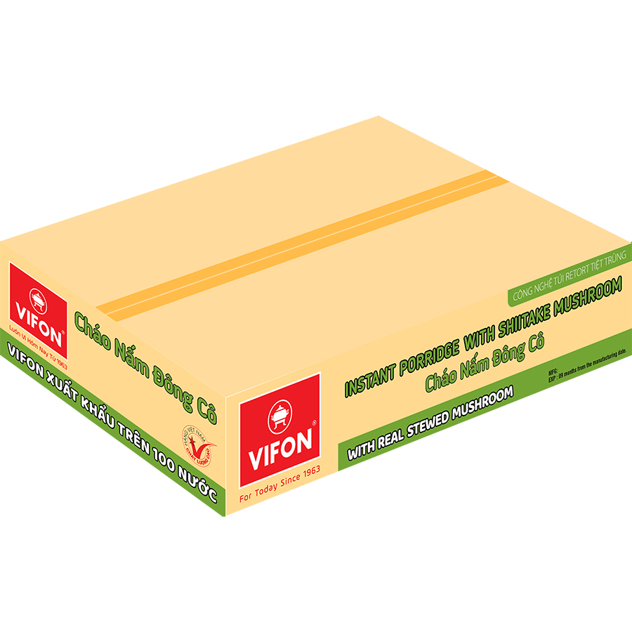 Thùng 50 Cháo Nấm Đông Cô VIFON có Gói Thịt Thật 27gr