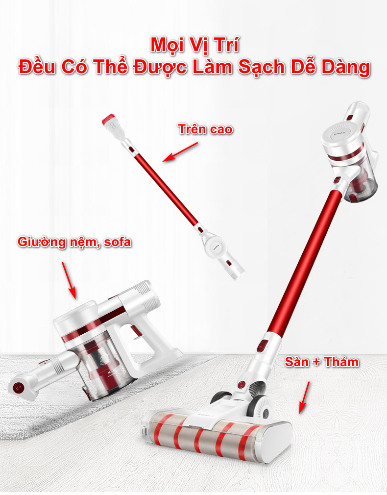 Máy Hút Bụi Không Dây Cầm Tay 4 in 1 K20 MAX Lực Hút Siêu Mạnh, 3 chế độ hút tùy ý, đầy đủ các đầu hút chuyên dụng - Hàng Chính Hãng