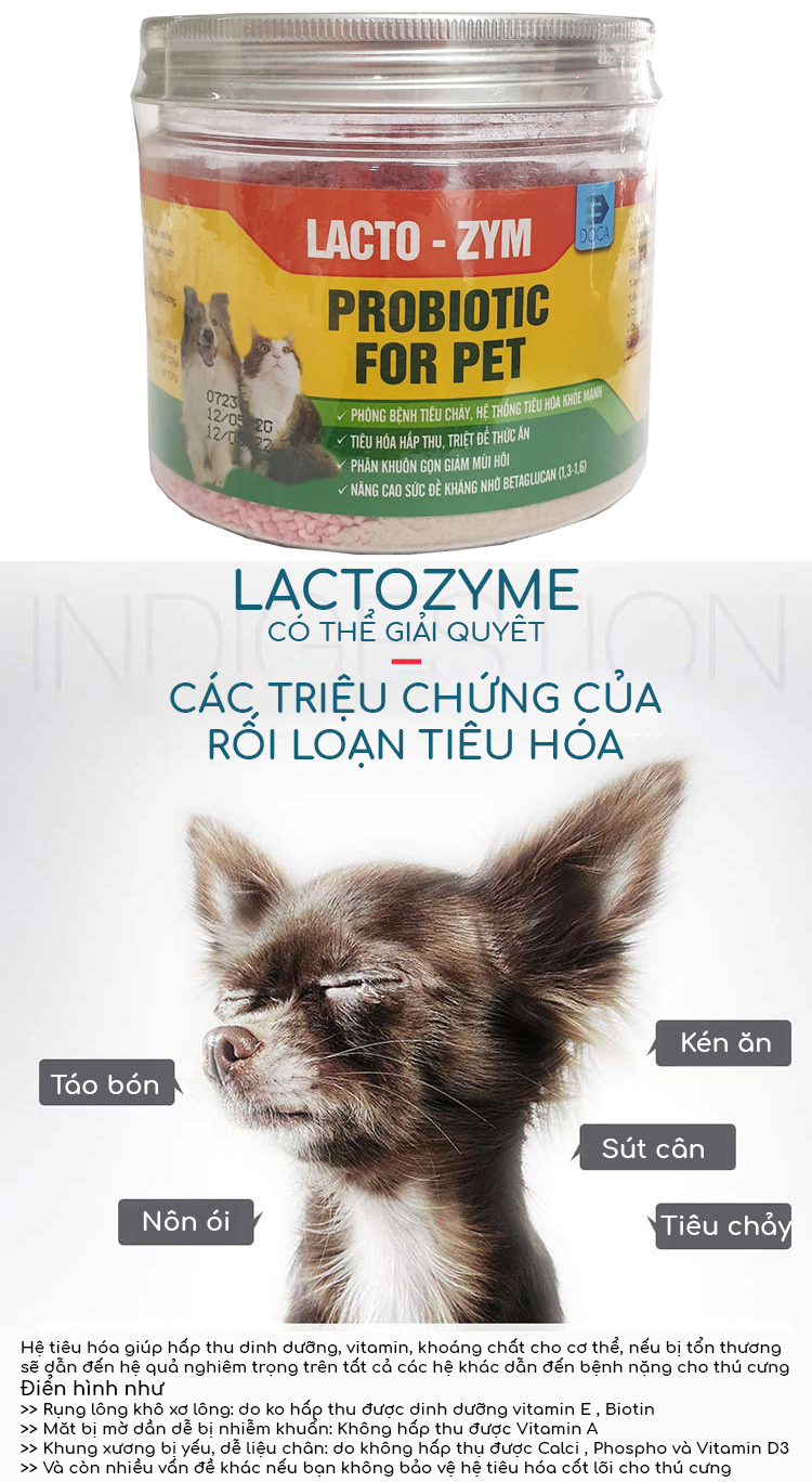 Cốm men cho chó mèo tiêu hóa tốt - Lactozym 200g