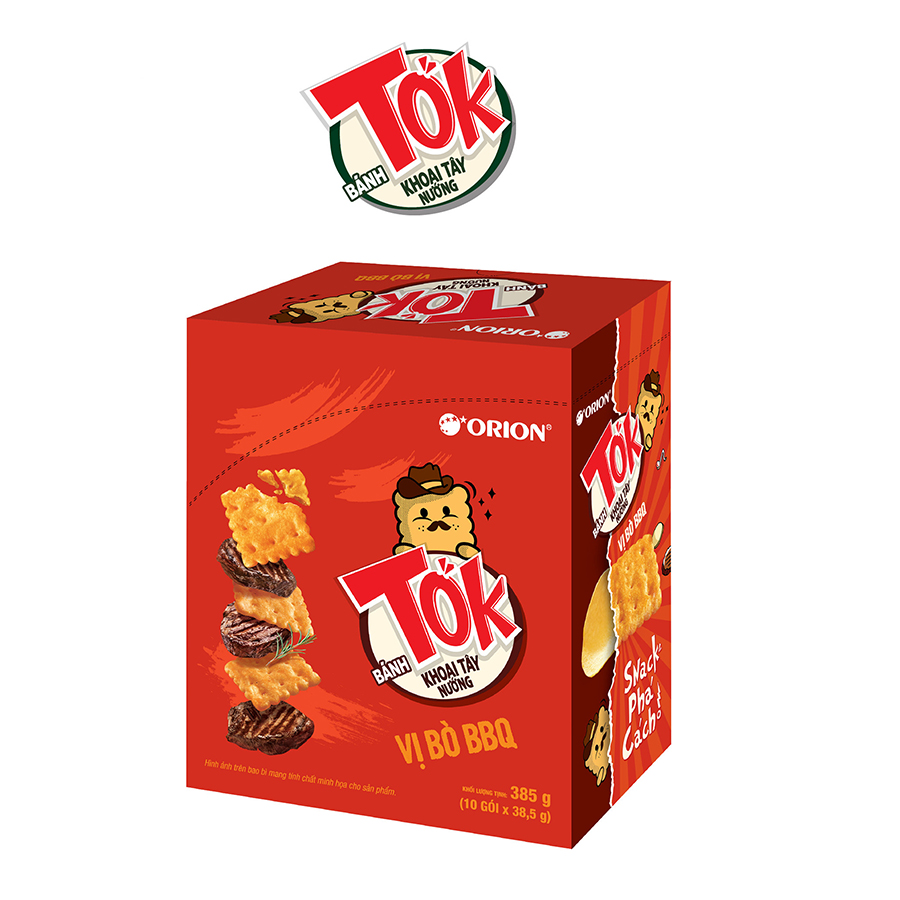 Bánh Khoai Tây Nướng Tok Vị Bò BBQ Hộp 10 Gói