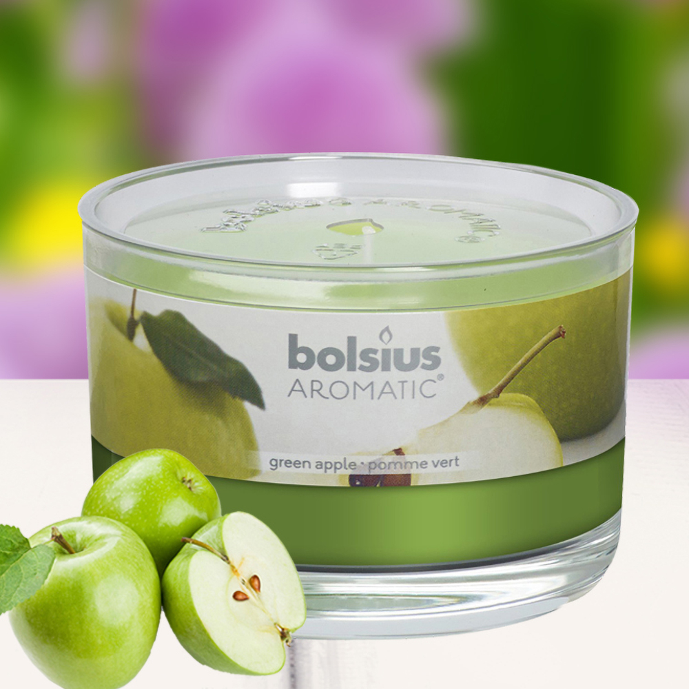 Ly nến thơm tinh dầu Bolsius Green Apple 155g QT024882 - hương táo xanh