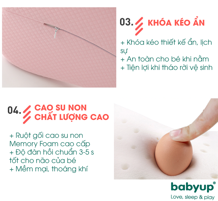 Gối cao su non cho bé chống bẹp đầu cao cấp. Gối dành cho bé từ 1 tuổi đến 6 tuổi. Mềm mại, thoáng khí, giúp con ngủ ngon hơn