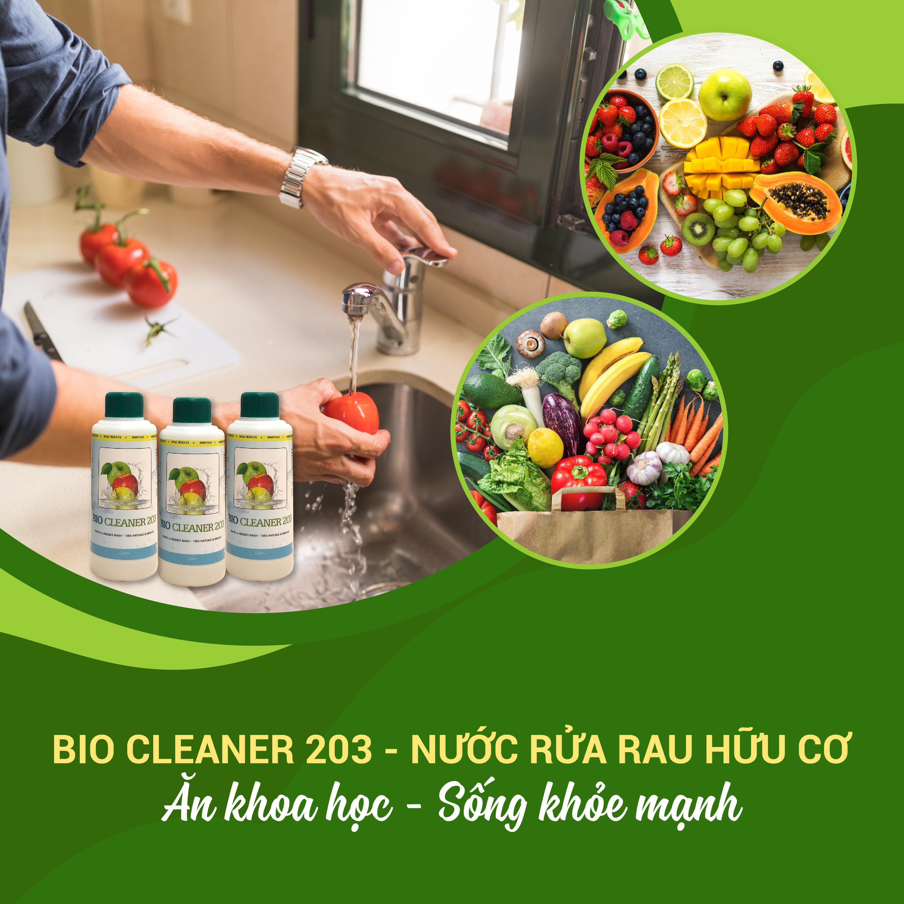Nước rửa rau quả, trái cây sinh học hữu cơ Bio Cleaner 203 (350 ml)