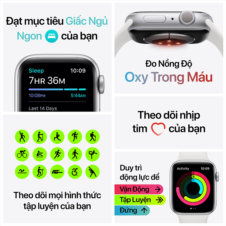 Đồng Hồ Thông Minh Apple Watch Series 6 GPS Only Aluminum Case With Sport Band (Viền Nhôm &amp; Dây Cao Su) - Hàng Chính Hãng VN/A