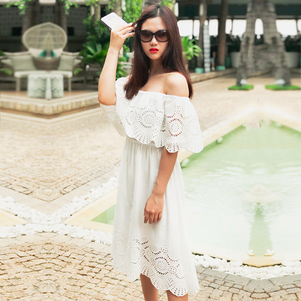 Đầm Trễ Vai Dễ Thương Đầm Hở Vai Thời trang thiết kế Hity DRE116