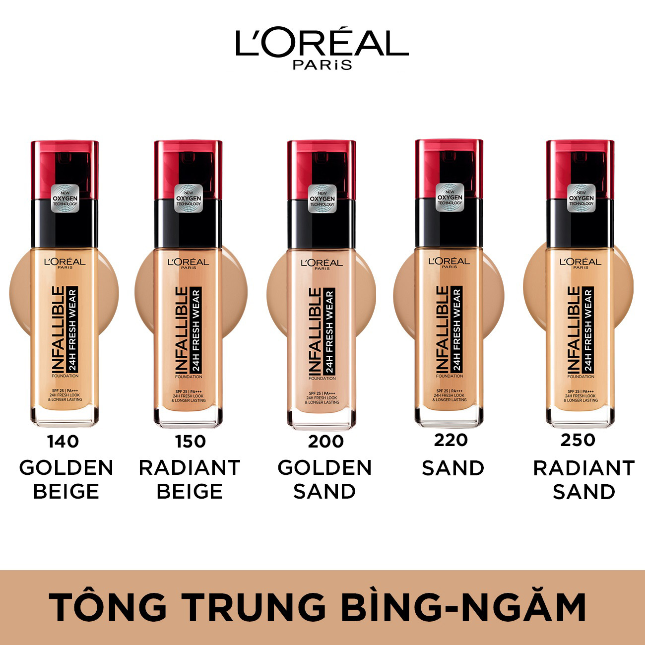 Kem nền 24h mịn nhẹ lâu trôi L'oreal Paris Infallible 24h Fresh Wear Liquid Foundation 30ml