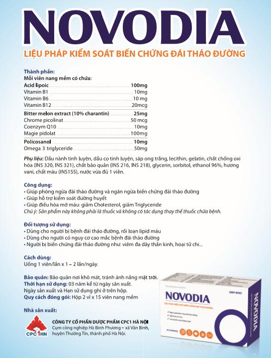 Ngăn Ngừa Biến Chứng Tiểu Đường - NOVODIA - Giúp Ngăn Ngừa Biến Chứng Đái Tháo Đường, Kiểm Soát Đường Huyết