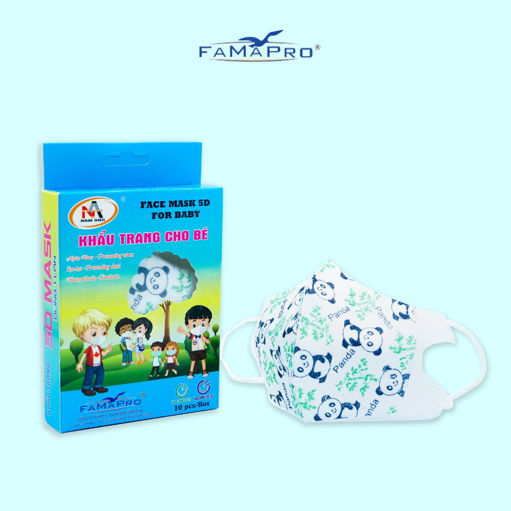 [HỘP - FAMAPRO 5D BABY] - Khẩu trang y tế trẻ em kháng khuẩn 3 lớp Famapro 5D Baby (10 cái/ hộp) - 1 HỘP