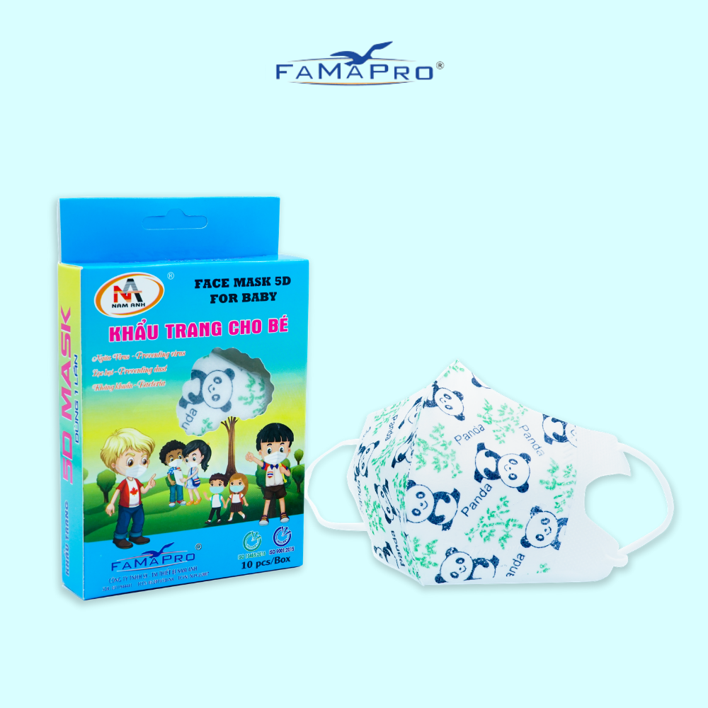 [HỘP - FAMAPRO 5D BABY] - khẩu trang y tế trẻ em kháng khuẩn 3 lớp Famapro 5D Baby (10 cái/ hộp) - 1 HỘP