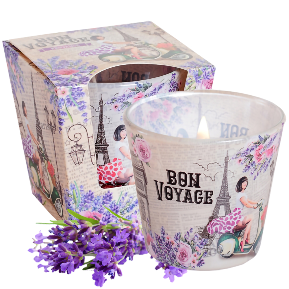 Ly nến thơm tinh dầu Bartek Bon Voyage 115g QT1643 - oải hương, hoa hồng (giao mẫu ngẫu nhiên)