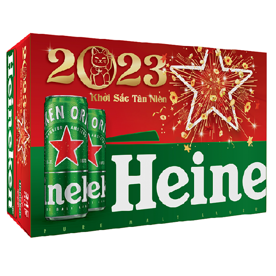Thùng Bia Heineken 24 Lon Thường (330ml / Lon) - Bao bì Xuân