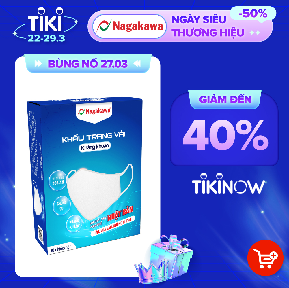 Bộ 10 Khẩu Trang  Vải Kháng Khuẩn 2 Lớp NAGAKAWA - KTV3LKKKNHH