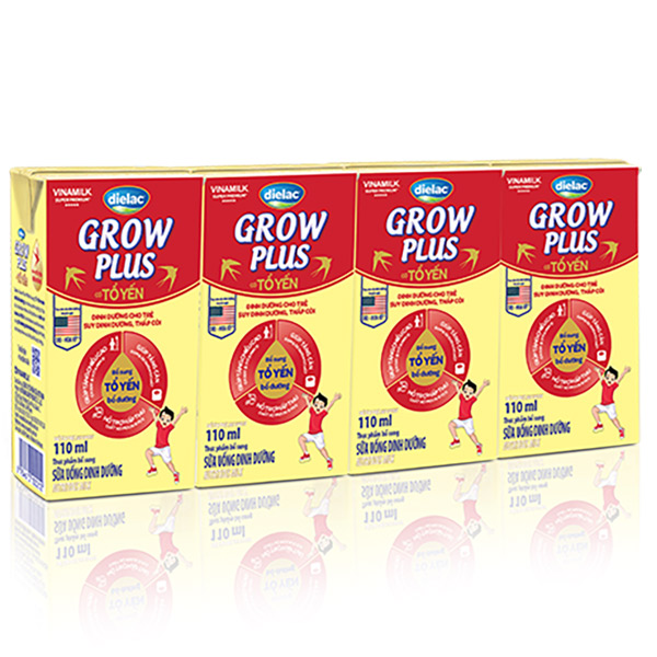 Thùng 48 Hộp sữa bột pha sẵn Vinamilk Dielac Grow Plus có tổ yến 110ml