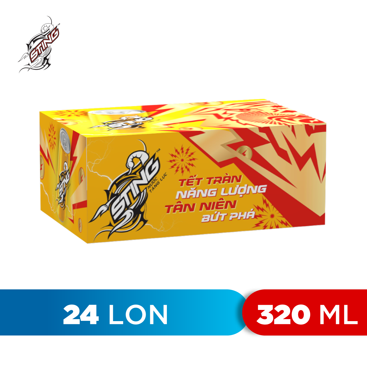 Thùng 24 Lon Nước Tăng Lực Sting Vàng (320ml/Lon)