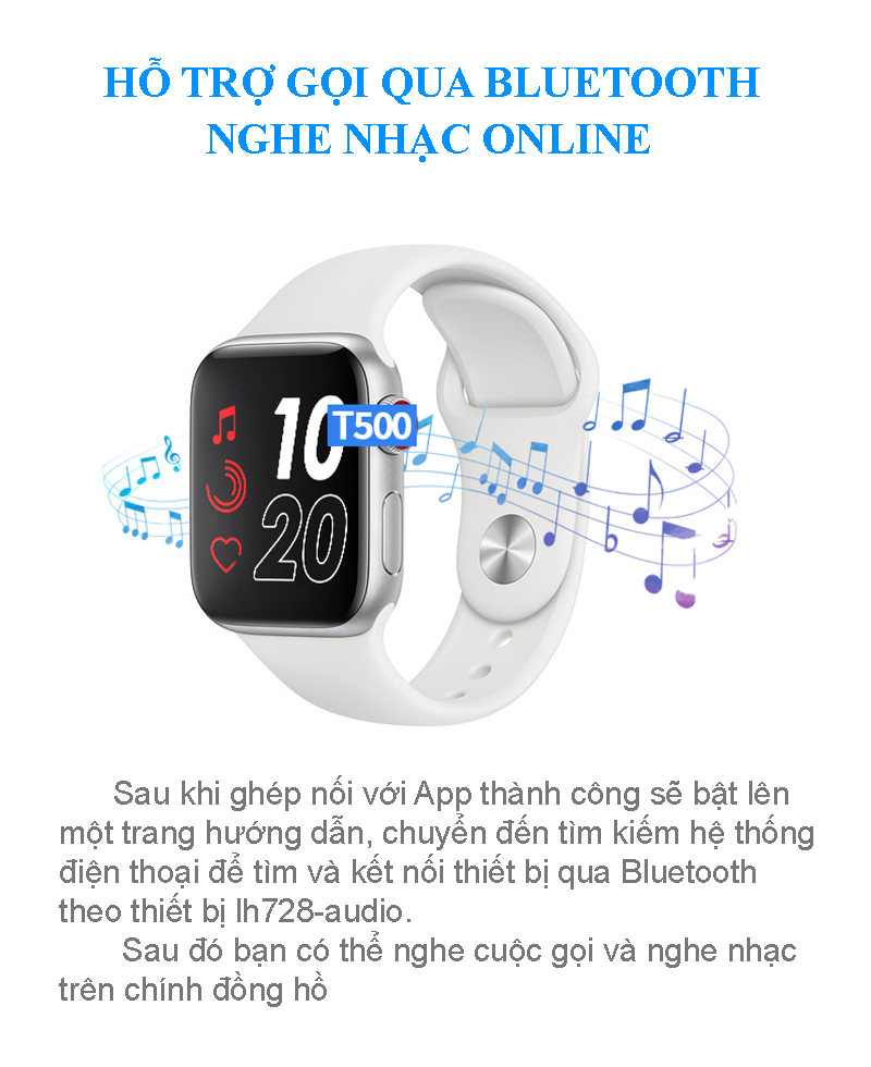 Đồng hồ thông minh chống nước - SMART WATCH T500 Seri 5 - Kết nối bluetooth - Nghe gọi Zalo Thiết kế thời thượng hiện đại Full box - Hàng chính hãng