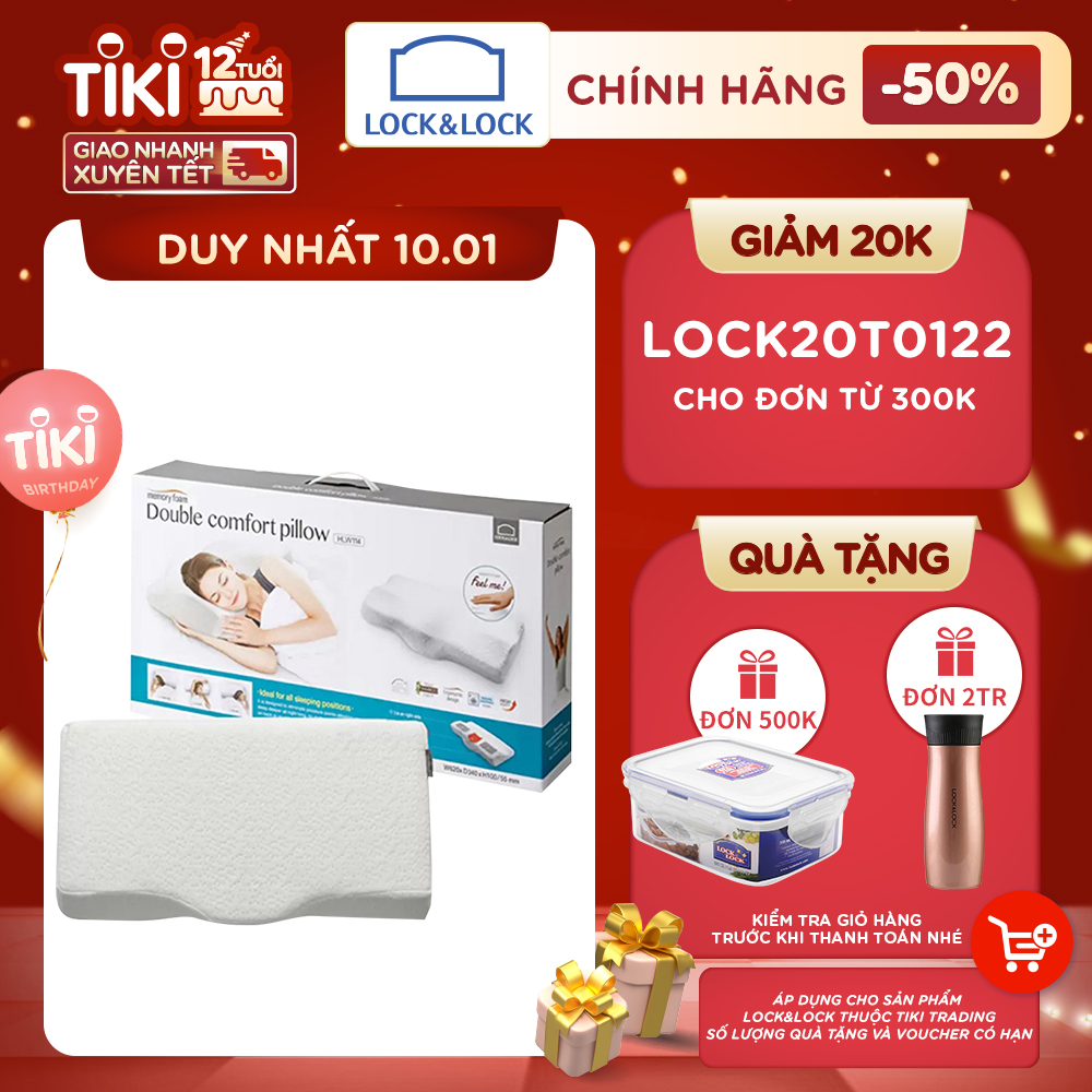 Gối Memory Foam 50D Lock &amp; Lock HLW114 (61 x 34 x 10 cm)