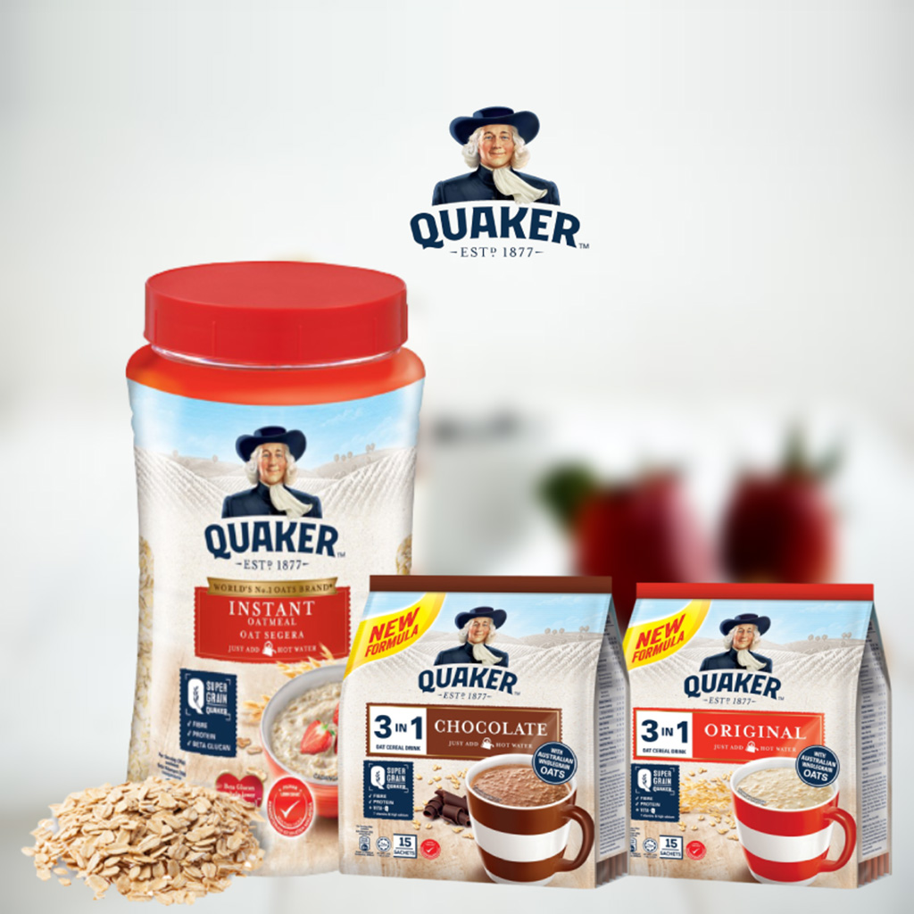 Combo Yến Mạch Thượng Hạng: Yến Mạch Ăn Liền Quaker Hũ 600g &amp; Thức Uống Yến Mạch Quaker 3in1 Vị Chocolate, Truyền Thống