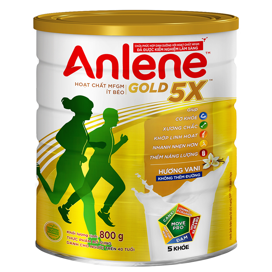 Combo 02 Sữa Bột Anlene Gold 5X Hương Vanilla (Hộp Thiếc 800g) - Tặng chảo Elmich