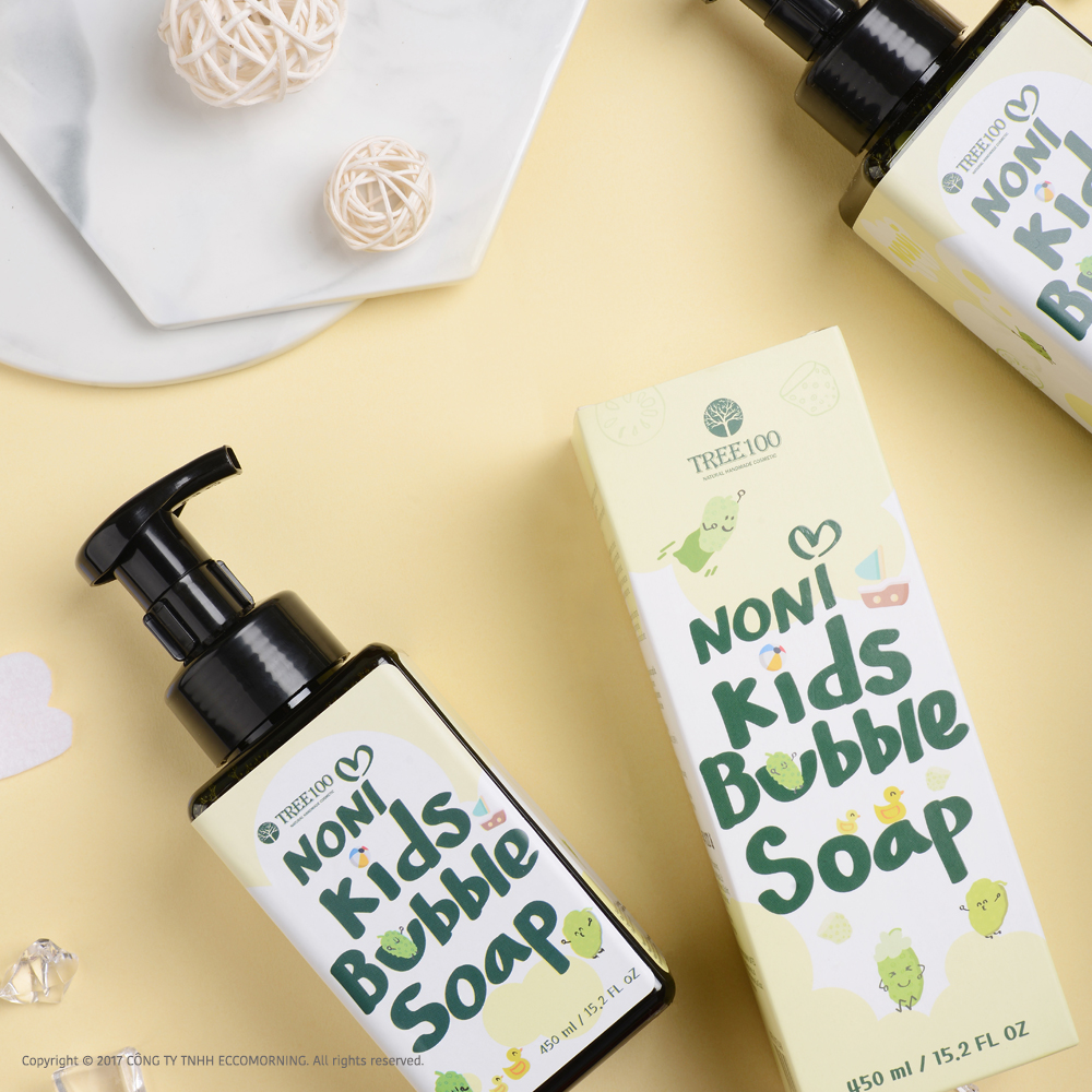 Sữa Tắm Gội Tạo Bọt Cho Bé Tinh Chất Trái Nhàu - TREE100 Noni Kids Bubble Soap 450 ml