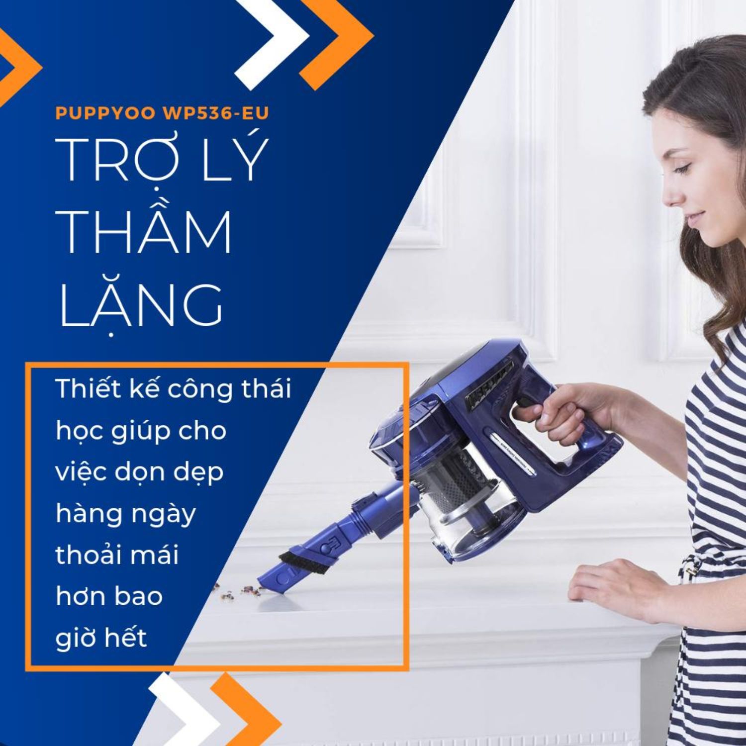 Máy Hút Bụi Cầm Tay PUPPYOO WP536 Không Dây Gia Đình Thông Minh Màu Xanh Blue Loại Mini Đa Năng Lắp Pin Sạc Rời Lực Hút Mạnh 14000PA Cao Cấp Tiện Lợi May Hut Bui Cầu Thang Sàn Chung Cư Ô Tô Nệm Xe Hơi May Hut Bụi Sàn Gỗ Sofa Giường Đệm - Hàng Chính Hãng