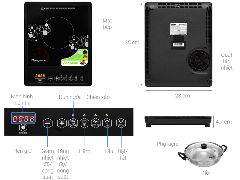 Bếp điện từ đơn Kangaroo model KG15IC1 - Hàng chính hãng