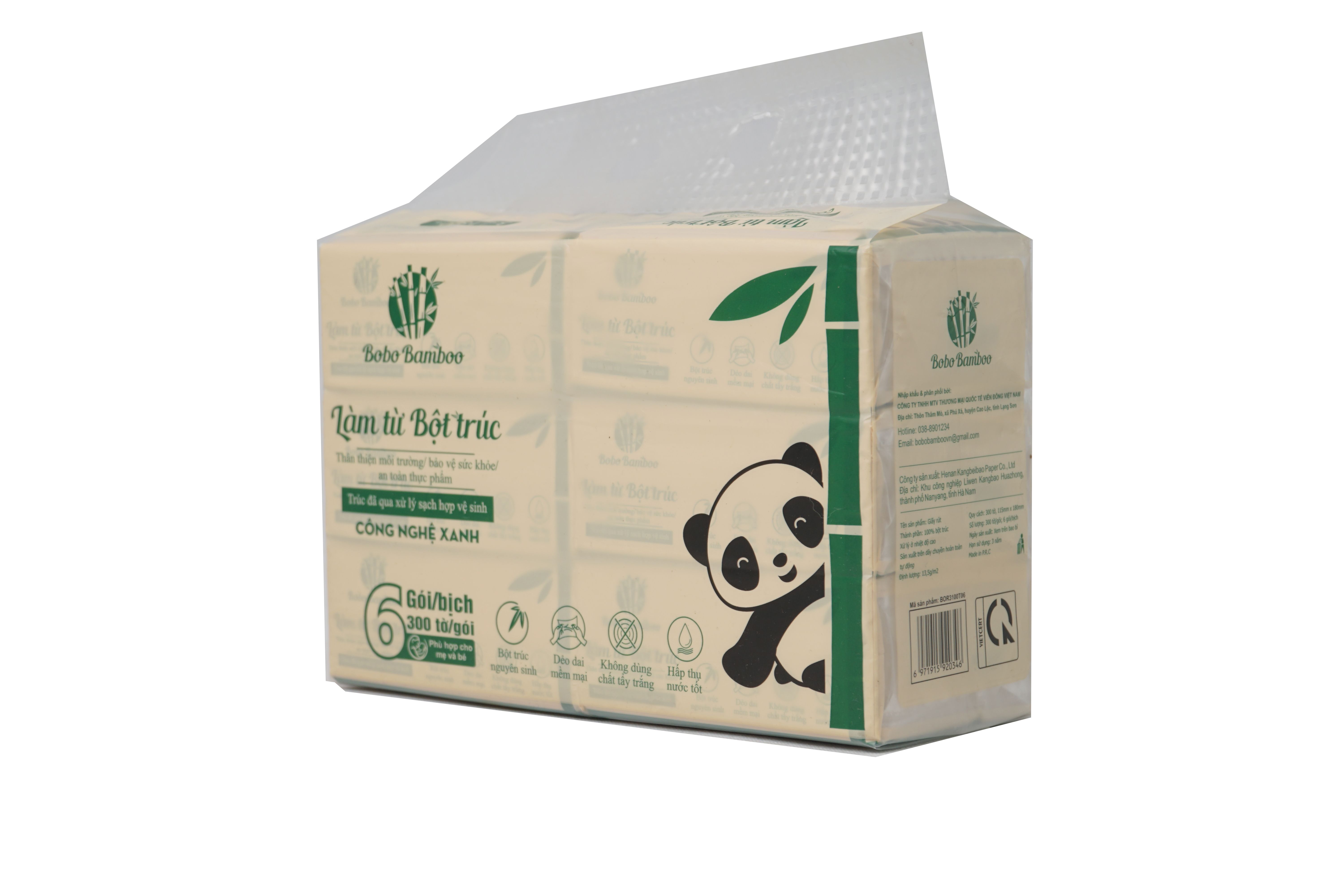 Khăn giấy rút gấu trúc BOBO BAMBOO cao cấp thùng 30 gói