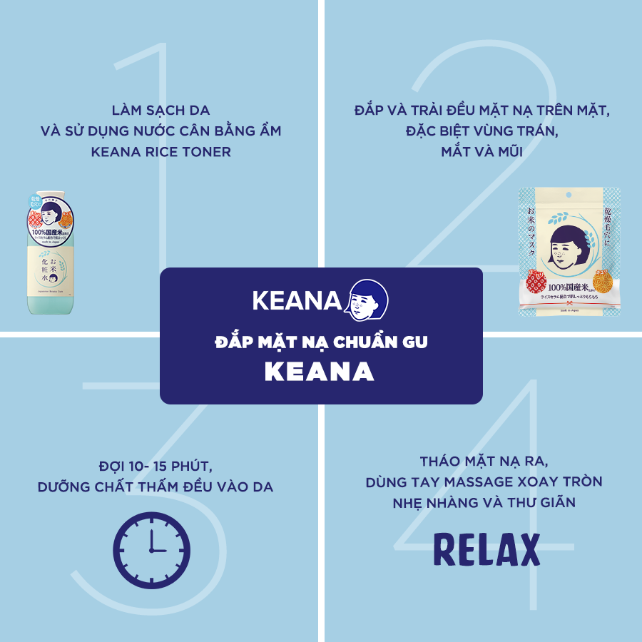 Mặt Nạ Cám Gạo Dạng Đắp Keana Rice Mask Dưỡng Ẩm và Làm Sáng Da - NHẬP KHẨU NHẬT BẢN