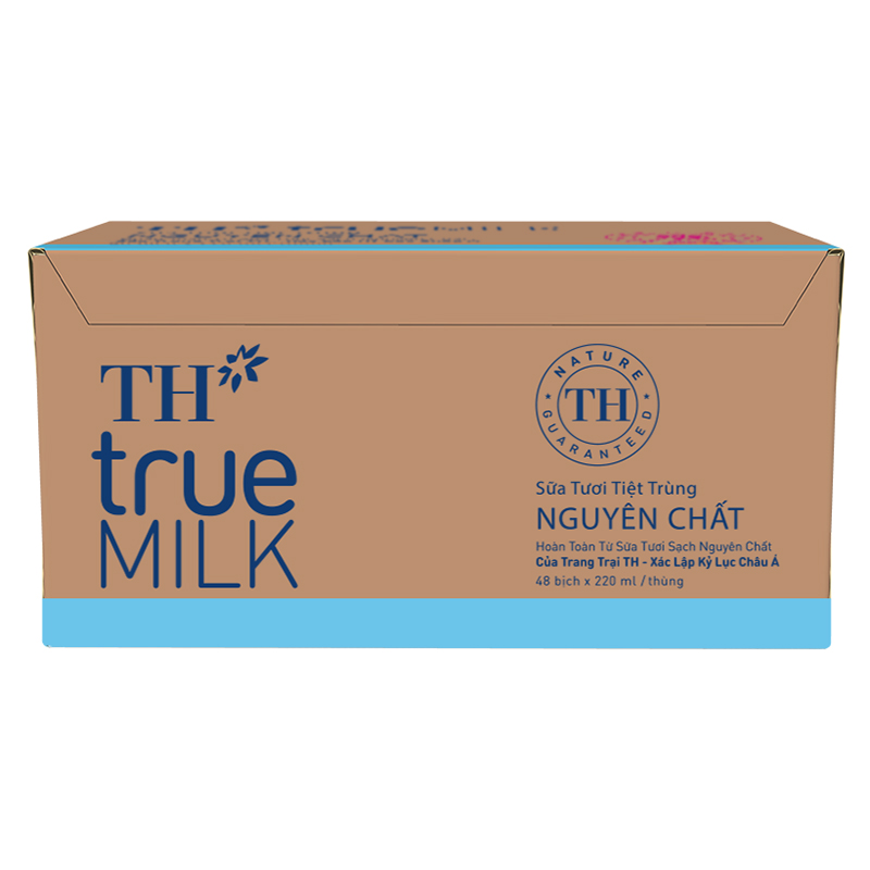 Thùng Sữa Tươi Tiệt Trùng Nguyên Chất TH True Milk (220ml x 48 Bịch)