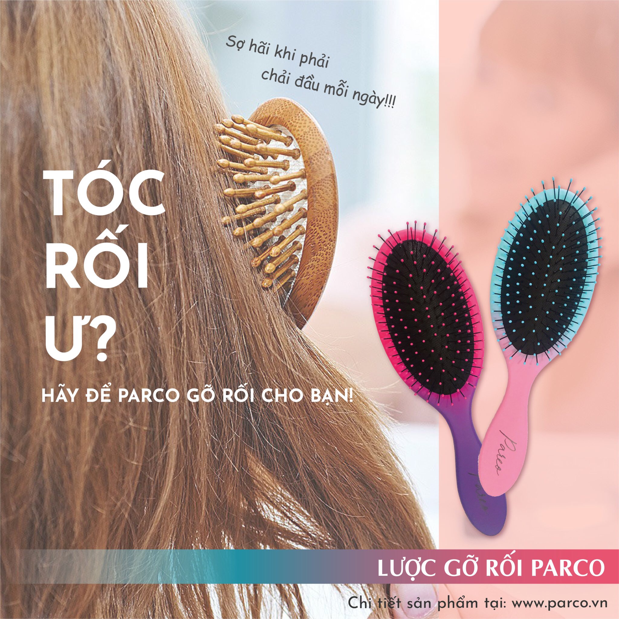 Parco Magic Comb – Lược gỡ rối tóc Parco ( Màu Hồng - Tím )