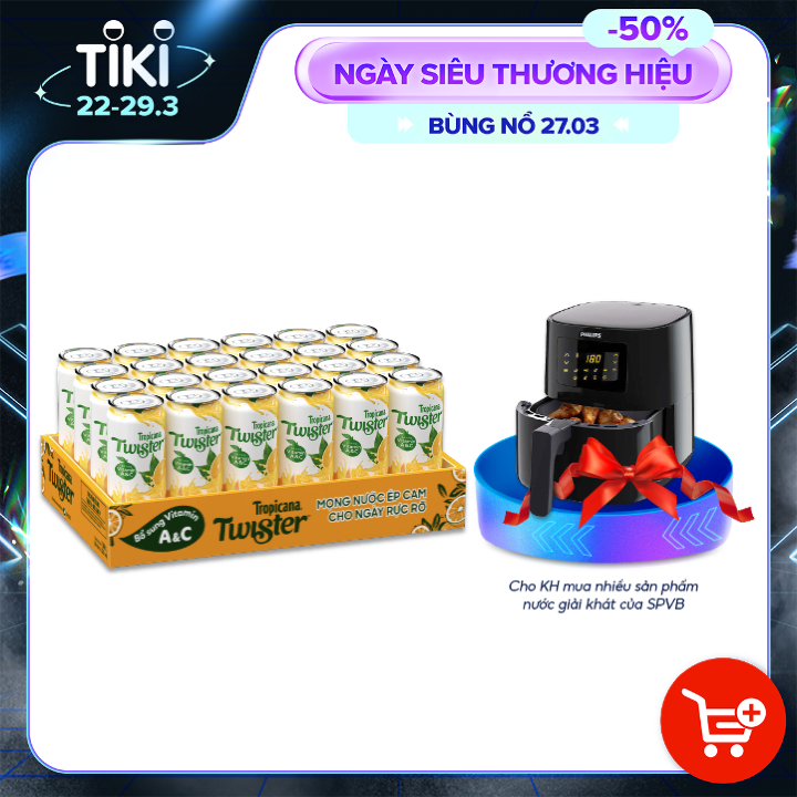 Thùng 24 Lon Nước Trái Cây Twister Cam (320ml/Lon)