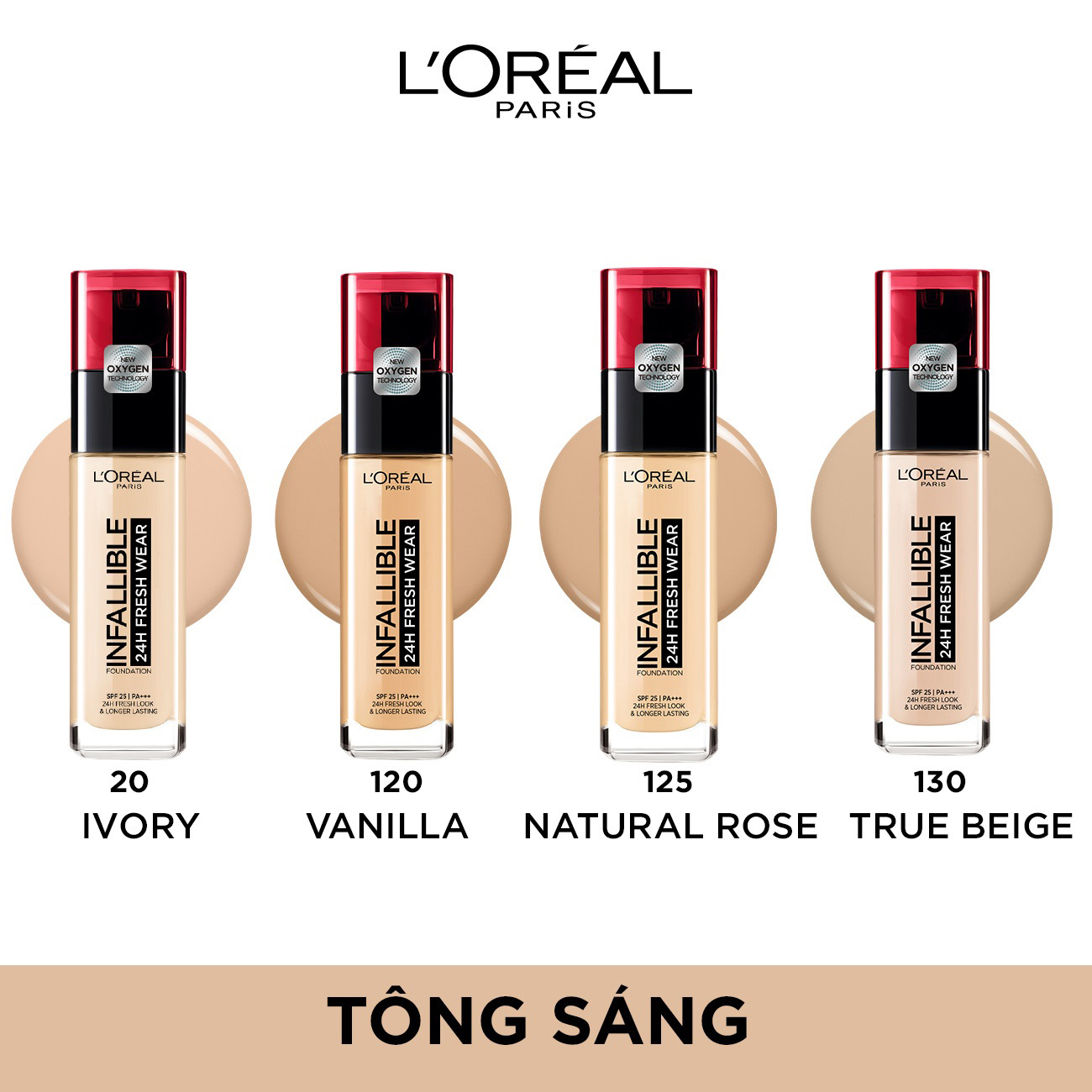 Kem nền 24h mịn nhẹ lâu trôi L'oreal Paris Infallible 24h Fresh Wear Liquid Foundation 30ml