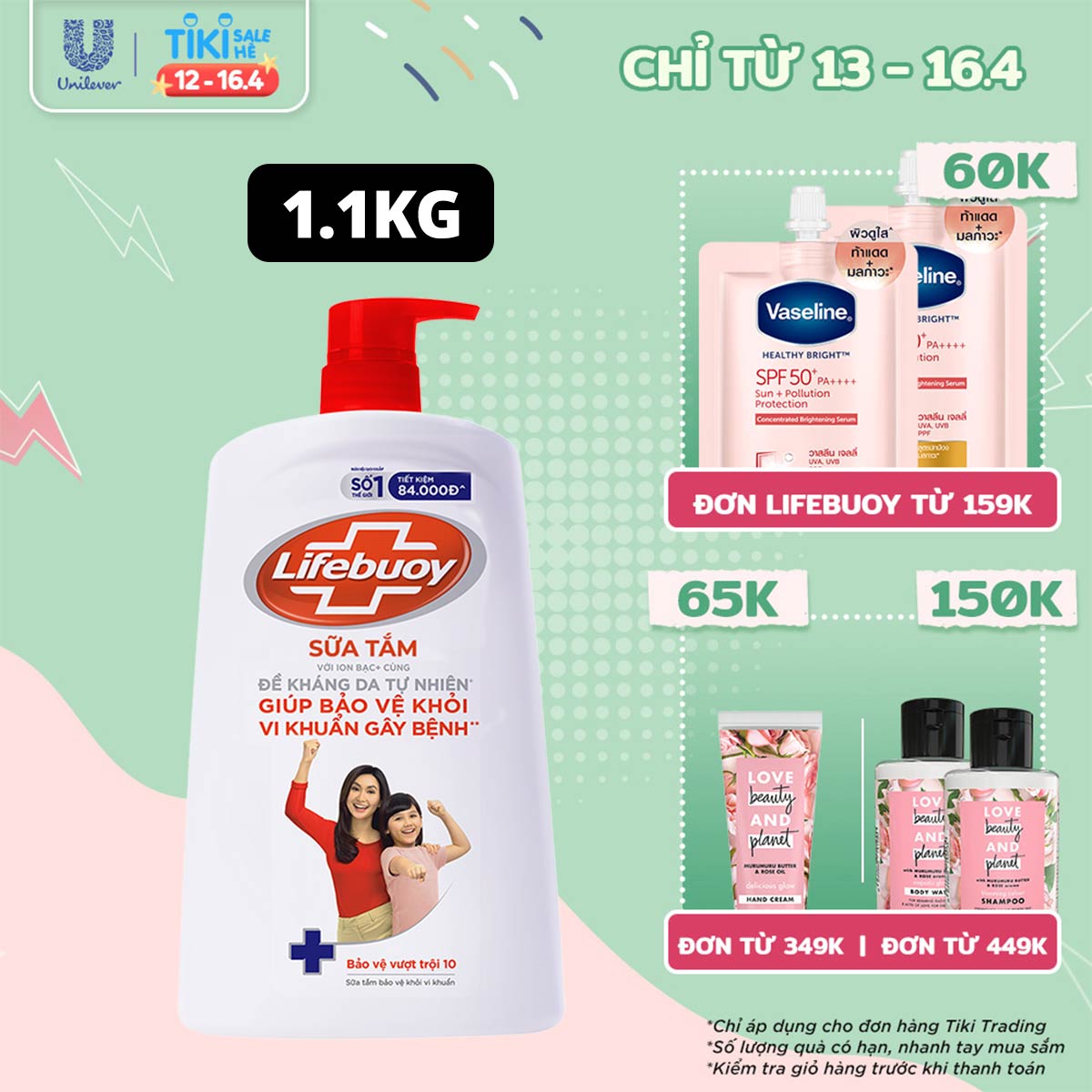 Sữa Tắm Lifebuoy Sạch Khuẩn Bảo Vệ Vượt Trội Mạnh Mẽ Chứa Ion Bạc+ Hỗ Trợ Cùng Đề Kháng Da Tự Nhiên Chai 1100G