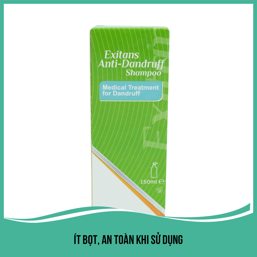 Dầu gội trị gàu nấm Lancopharm Exitans Anti Dandruff Shampo 150ml giúp sạch gàu và nấm, hết ngứa, không khô tóc hỗ trợ chống rụng tóc, tái tạo chân tóc