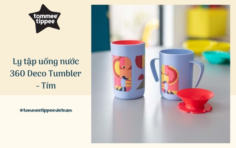 Ly tập uống nước Tommee Tippee 360 Deco Tumbler từ 12 tháng - Tím