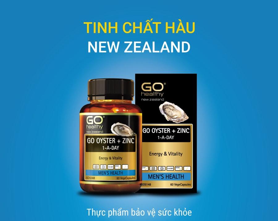 Viên uống tinh chất Hàu nhập khẩu chính hãng New Zealand GO OYSTER + ZinC giúp tăng cường sinh lý nam, cải thiện chất lượng tinh trùng