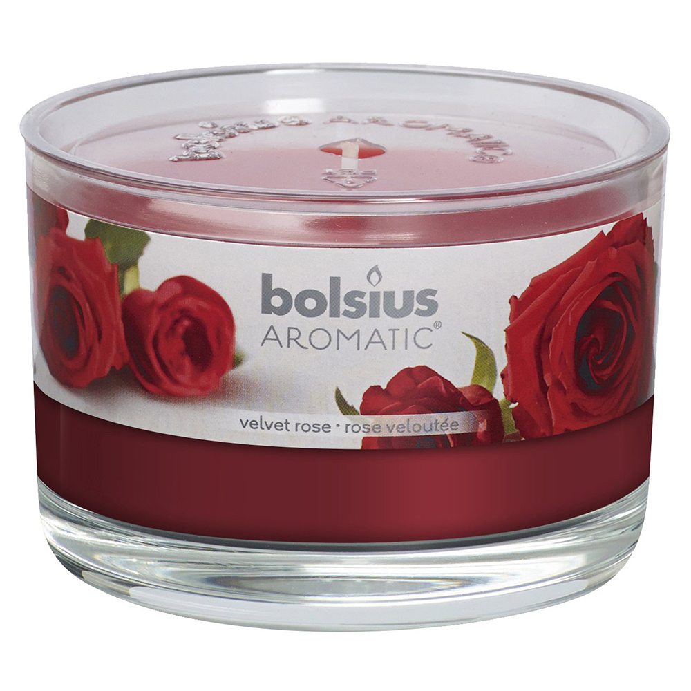 Ly nến thơm tinh dầu Bolsius Velvet Rose 155g QT024880 - hoa hồng nhung