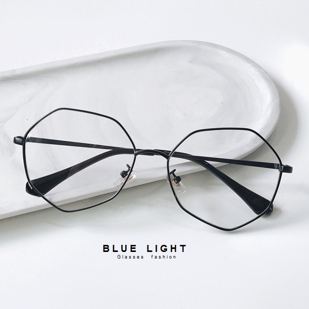 Kính Giả Cận, Gọng Kính Cận Nam Nữ, Mắt Đa Giác Gọng Đen Dáng To Hàn Quốc - BLUE LIGHT SHOP