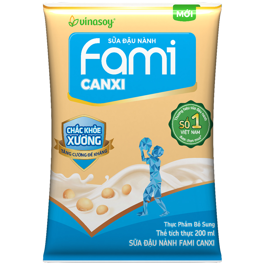 Thùng Sữa Đậu Nành Fami Canxi Nguyên vị (200ml x 40 Bịch)