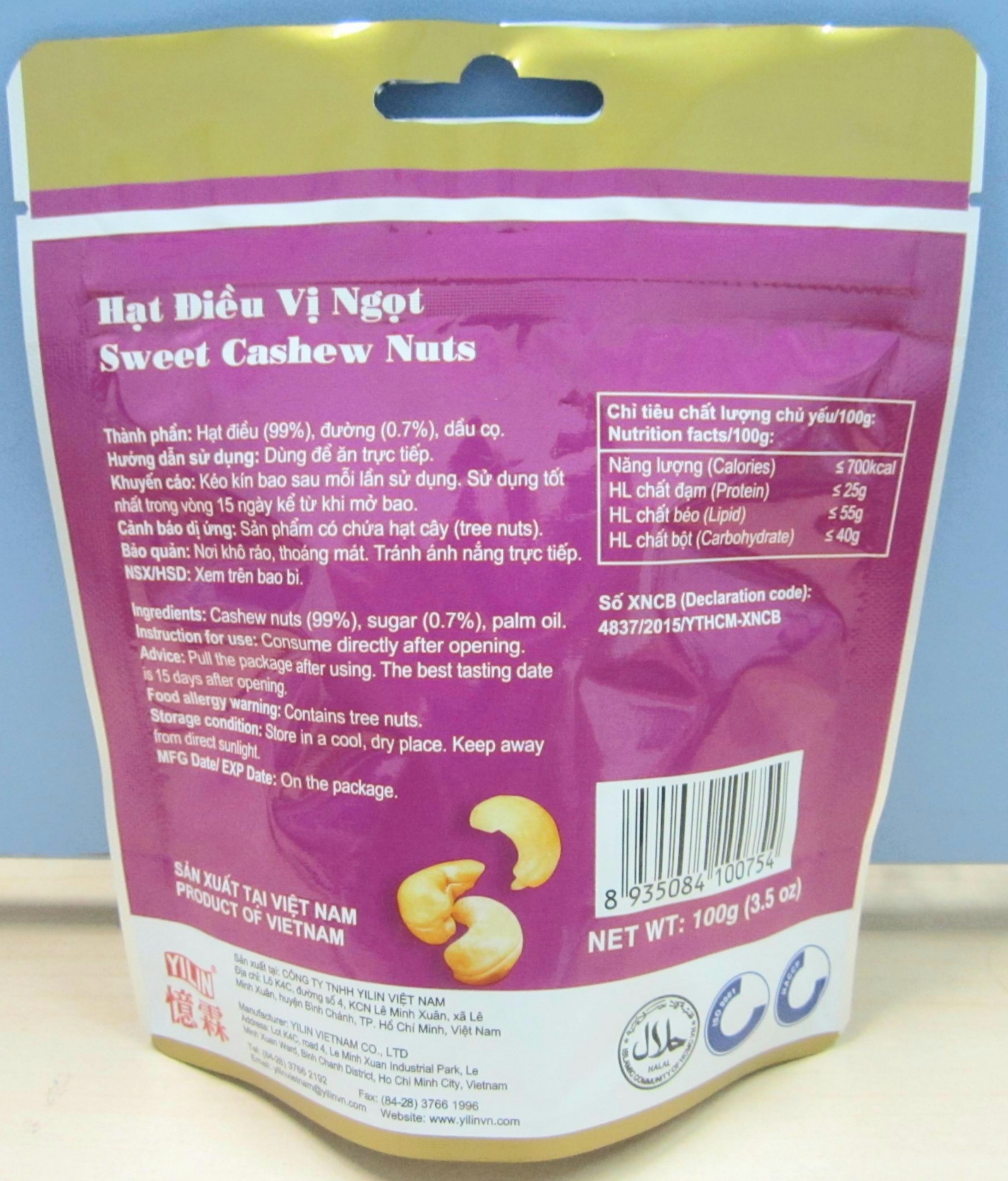 HẠT ĐIỀU VỊ NGỌT - HITO 100G THƠM GIÒN CHUẨN VỊ