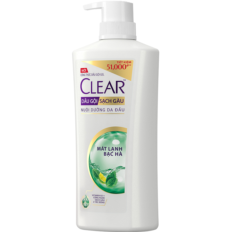 Combo 02 Dầu Gội Hỗ Trợ Trị Gàu Clear Mát Lạnh Bạc Hà