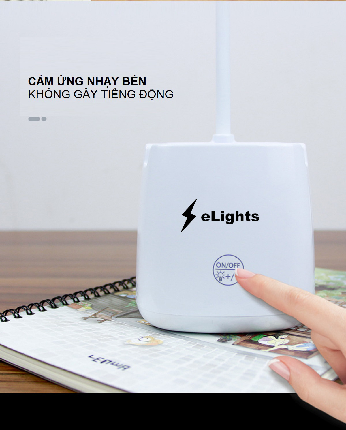Đèn Bàn Học Đọc Sách, Làm Việc LED Chống Cận, Cảm Ứng Tích Điện Pin 2500mAh Elights BT-618