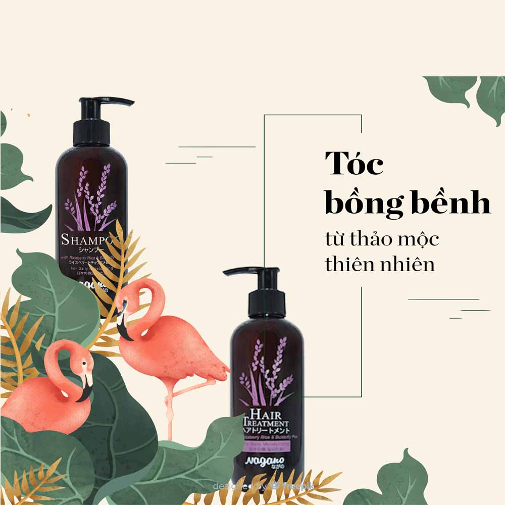 Bộ Đôi Dầu Gội Và Dầu Xả Hoa Đậu Biếc Nagano Janpan 250ml - Shampoo &amp; Hair Treatment Nagano 250ml - Sự kết hợp hoàn hảo giúp dưỡng tóc bồng bềnh, mềm mượt