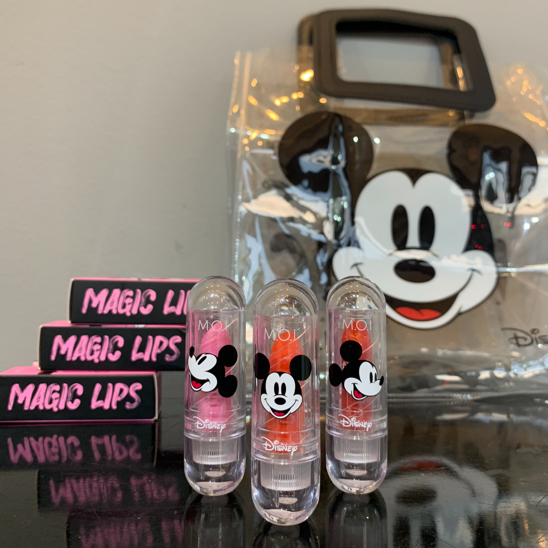 SET 3 Son Dưỡng Môi Có Màu M.O.I Hồ Ngọc Hà MAGIC LIPS Mickey Disney Mềm Môi Giữ Màu Lâu Căng Mọng 3 Tone Màu Tự Nhiên [Tặng Túi Mickey]