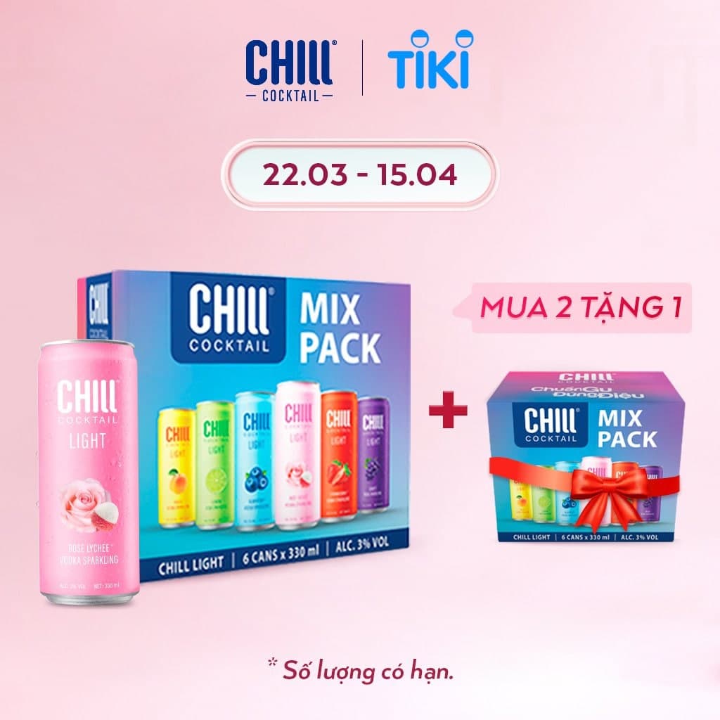 Thùng 6 lon Chill Cocktail Light mix vị 330ml/lon