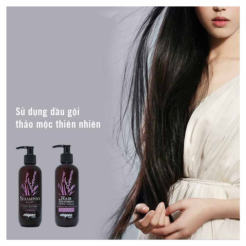 Dầu Xả Tóc Hoa Đậu Biếc Nagano Japan 250ml - Hair Treatment Nagano 250ml  - Chiết xuất từ thành phần tự nhiên giúp tóc mềm mượt bồng bềnh