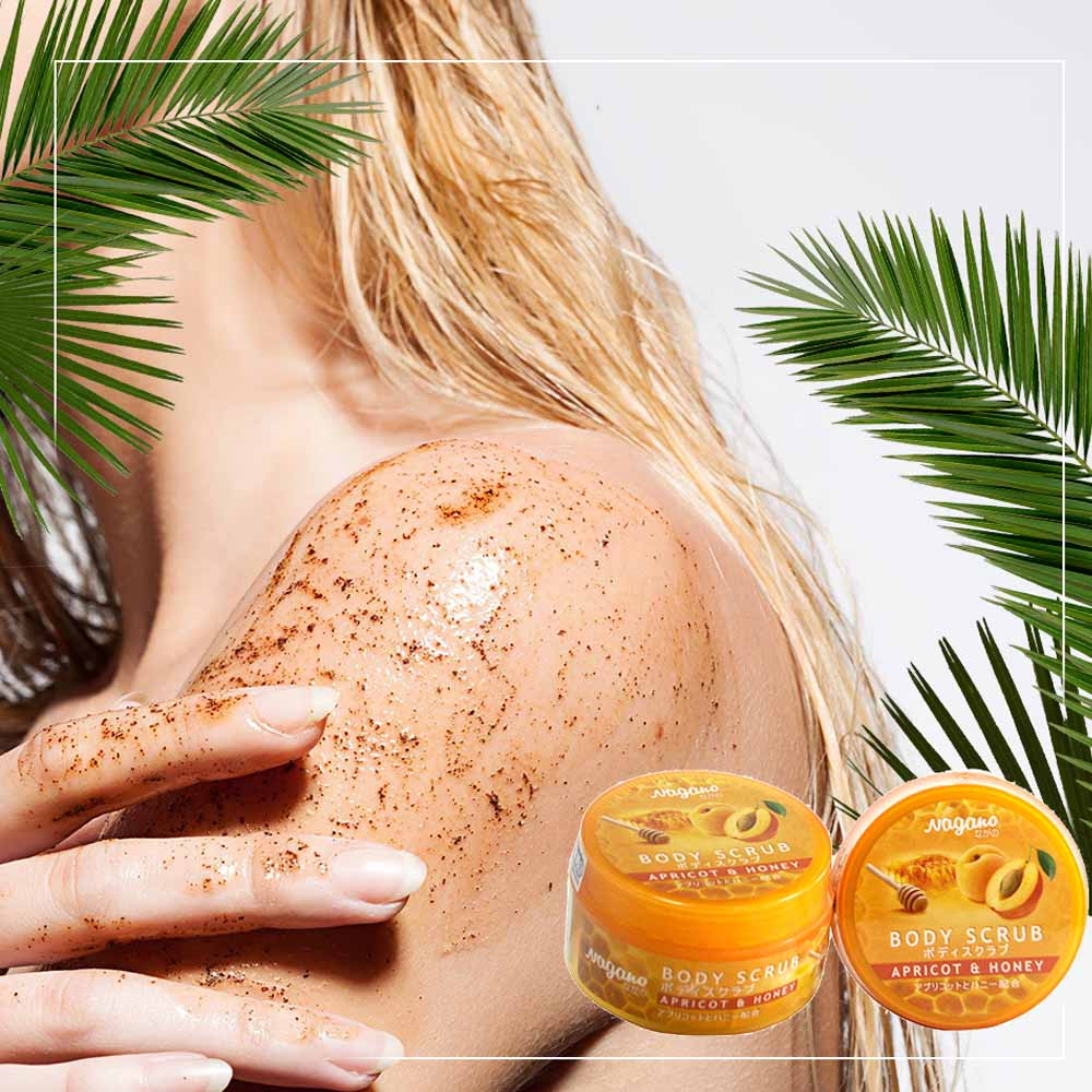 Kem Tẩy Tế Bào Chết Mật Ong Và Tinh Dầu Hạt Mơ Nagano Japan 100g - Body Scrub Apricot &amp; Honey Nagano 100g - Tẩy tế bào chết dành cho da mặt và toàn thân