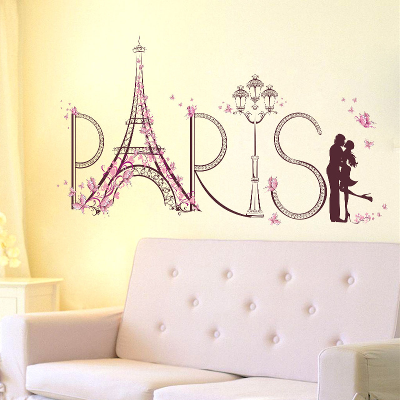 Decal dán tường trang trí phòng khách, phòng cưới- Tháp paris tình yêu-mã sp SK9007