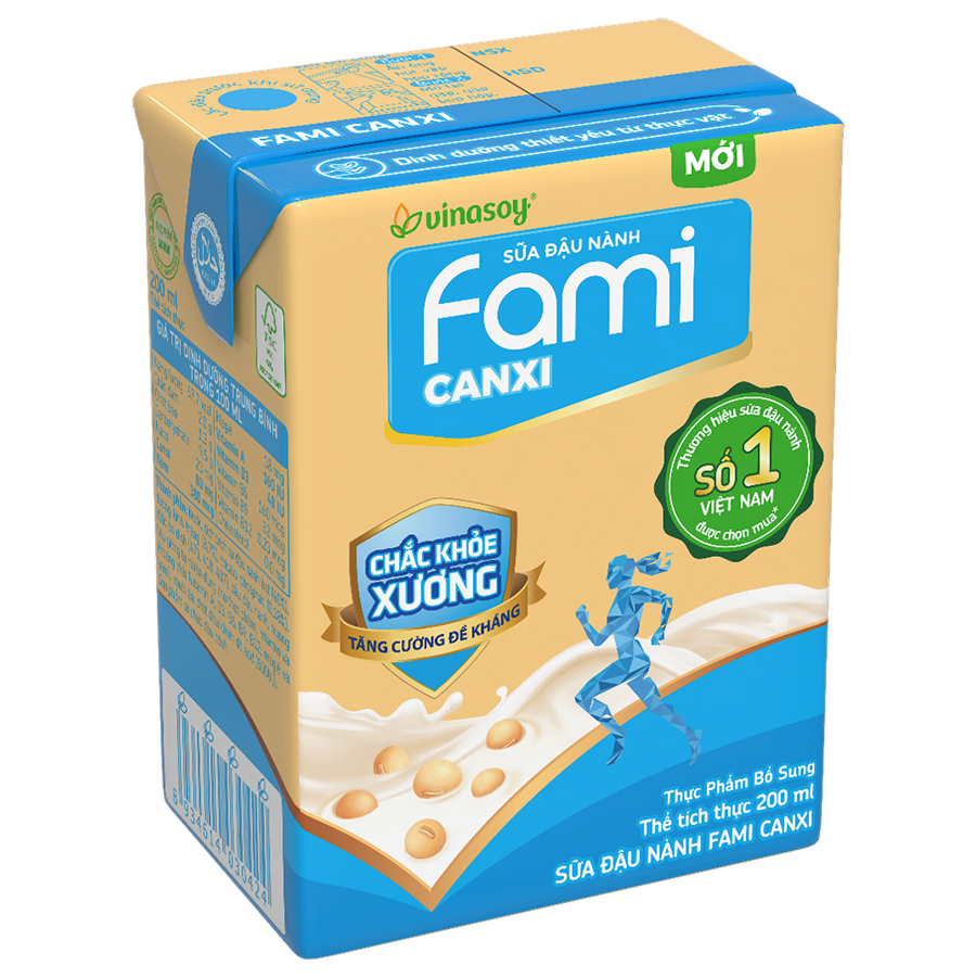 Thùng sữa đậu nành Fami Canxi Nguyên vị (200ml x 36 hộp