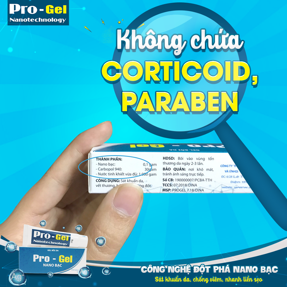 Gel Bôi Bỏng, Hăm Da, Tay Chân Miệng, Mụn Nhọt, Côn Trùng Đốt, Rôm Sảy, Zona, Thủy Đậu Pro - Gel Nano Bạc